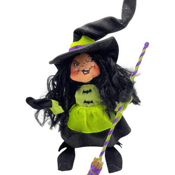 Annalee 2009 Sparkle Witch Elf Figurine Halloween Decor With Broom - Picture 1 of 16